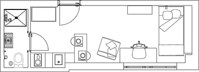Studio Plus With Kitchen - Floor Plan