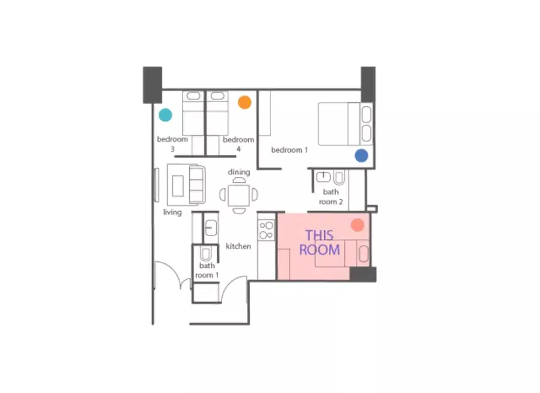Lucky Plaza Apartment, Orchard - Singapore, Singapore - Standard Room - Bedroom 2 - Floor Plan