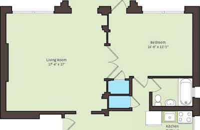 1 Bed 1 Bath - Floor Plan