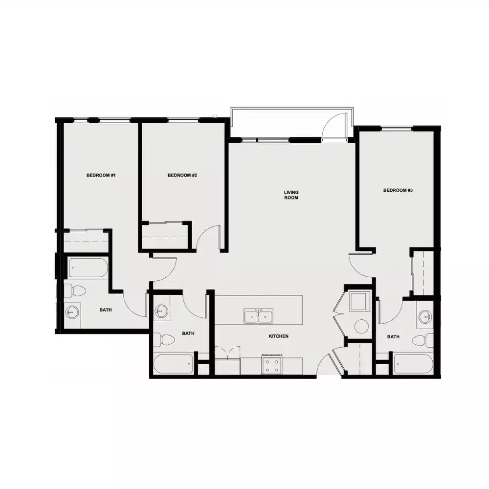 The Fifty, Bloomington - Bloomington, Indiana, United States - 3 Bed 3 Bath | C1 - TF - Floor Plan