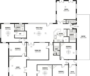 6 Bedroom 3 Bathroom Apartment - Floor Plan