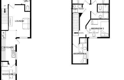 5 Bedroom 2 Bathroom Apartment - Floor Plan